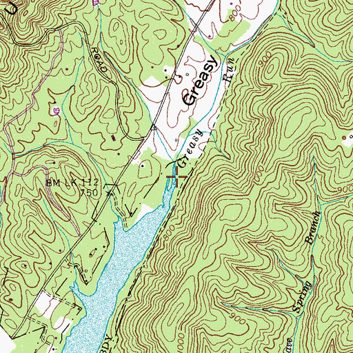 Topographic Map of Greasy Run Valley, TN