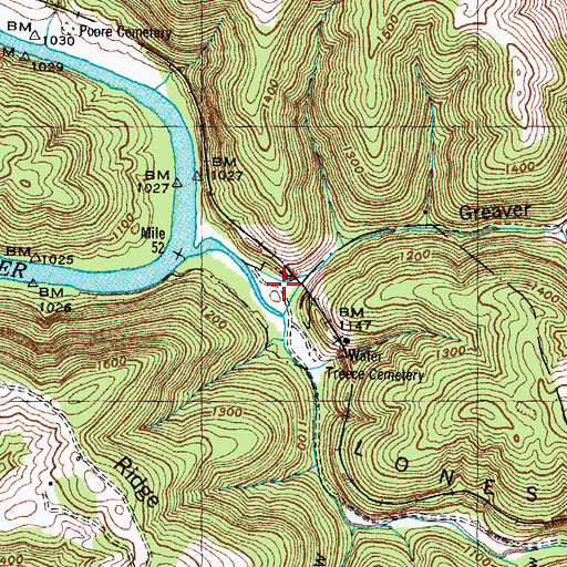 Topographic Map of Greaver Hollow, TN