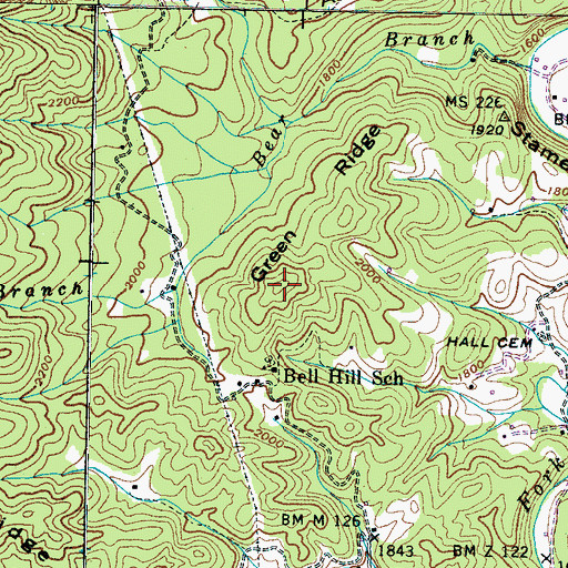 Topographic Map of Green Ridge, TN