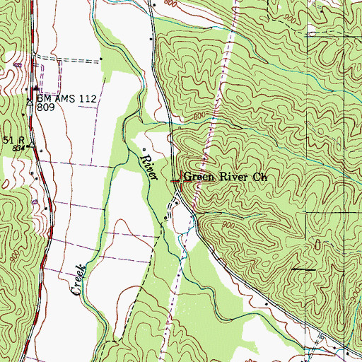Topographic Map of Green River Church, TN