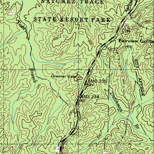 Topographic Map of Greener Cemetery, TN