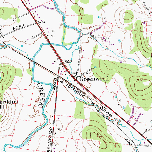 Topographic Map of Greenwood, TN