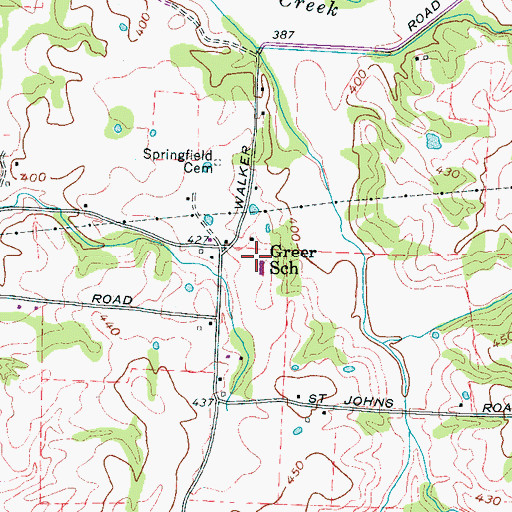 Topographic Map of Greer School, TN