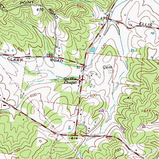 Topographic Map of Griffin Chapel, TN