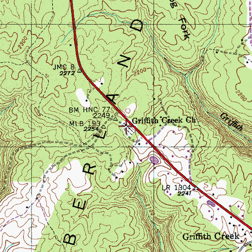 Topographic Map of Griffith Creek Church, TN