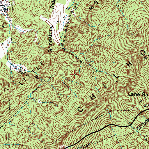 Topographic Map of Grindstone Ridge, TN