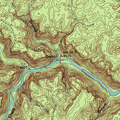 Topographic Map of Groom Branch, TN