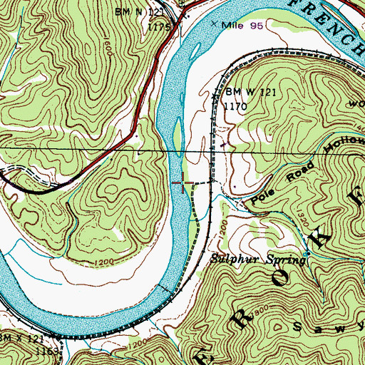 Topographic Map of Grooms Bridge, TN