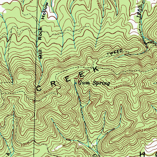 Topographic Map of Gum Spring, TN