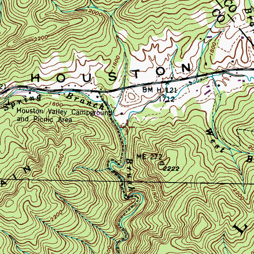 Topographic Map of Gum Spring Branch, TN