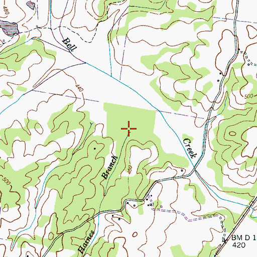 Topographic Map of Haines Branch, TN