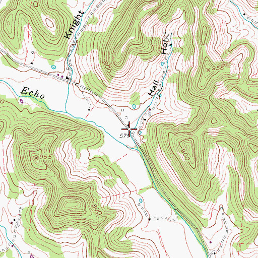 Topographic Map of Hall Hollow, TN
