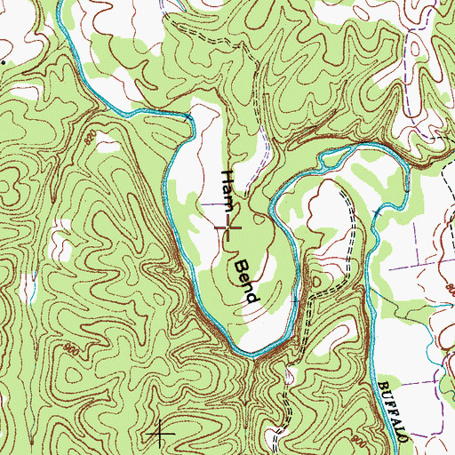 Topographic Map of Ham Bend, TN