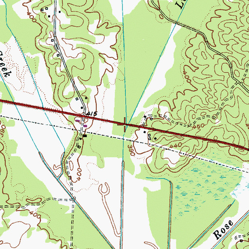 Topographic Map of Hamestring Creek, TN