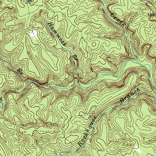 Topographic Map of Hammock Branch, TN