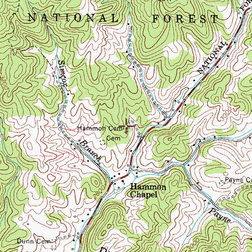 Topographic Map of Hammon Cemetery, TN