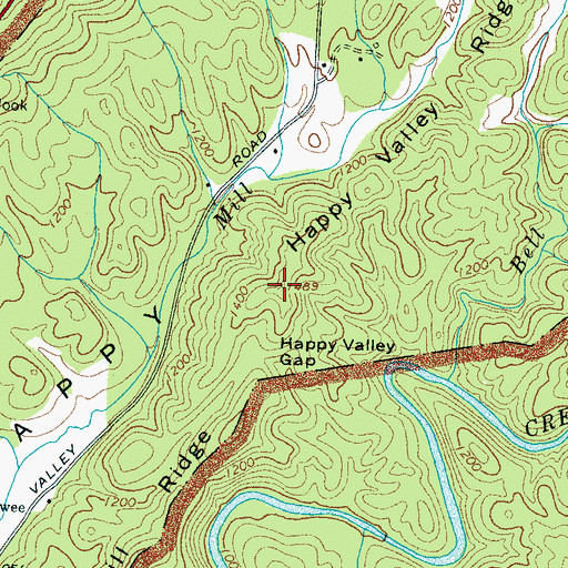 Topographic Map of Happy Valley Ridge, TN