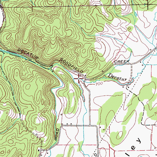 Topographic Map of Hardin Creek, TN