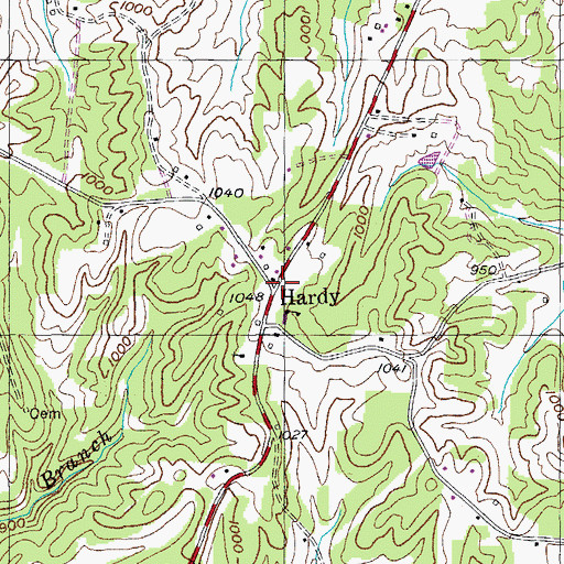 Topographic Map of Hardy, TN