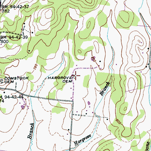 Topographic Map of Hargrove Cemetery, TN