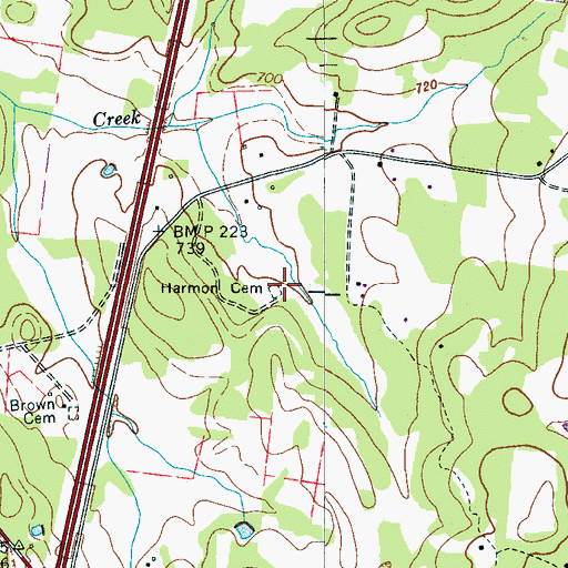 Topographic Map of Harmon Cemetery, TN