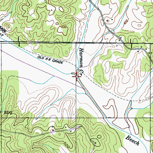 Topographic Map of Harmon Creek, TN