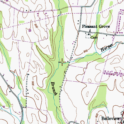 Topographic Map of Harper Branch, TN