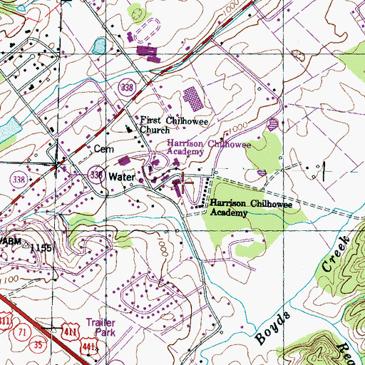 Topographic Map of Harrison Chilhowee Academy, TN