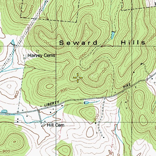 Topographic Map of Harvey Knobs, TN