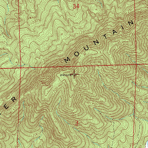 Topographic Map of Weisner Mountain, AL