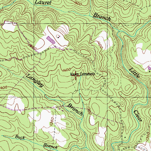 Topographic Map of Hawn Cemetery, TN