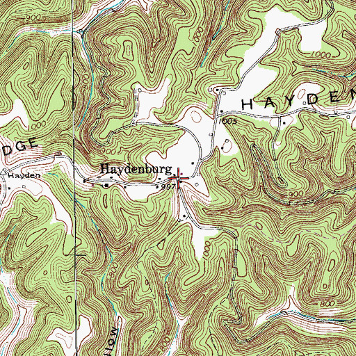 Topographic Map of Haydenburg, TN