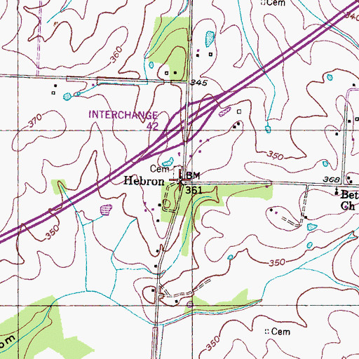 Topographic Map of Hebron Cemetery, TN