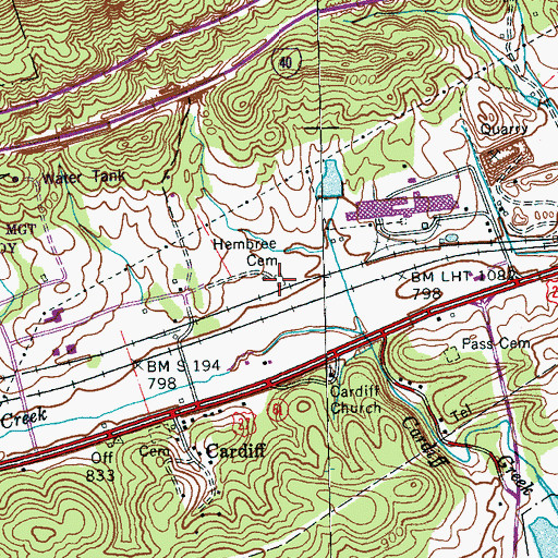 Topographic Map of Hembree Cemetery, TN