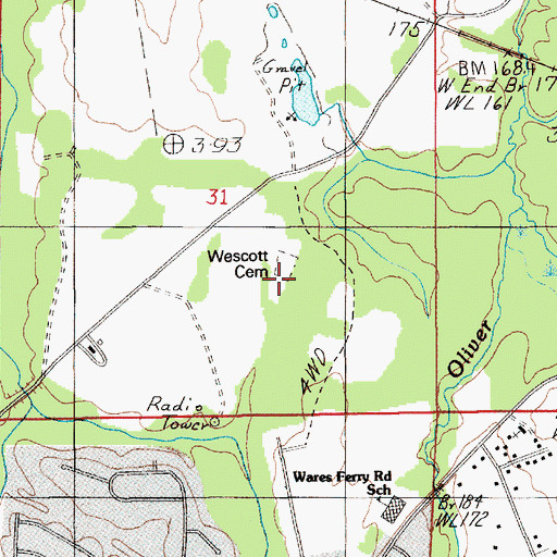 Topographic Map of Wescott Cemetery, AL
