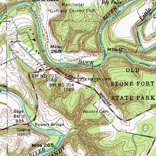 Topographic Map of Hickerson Cemetery, TN