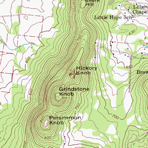 Topographic Map of Hickory Knob, TN