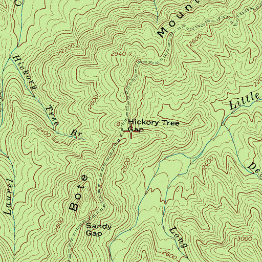 Topographic Map of Hickory Tree Gap, TN