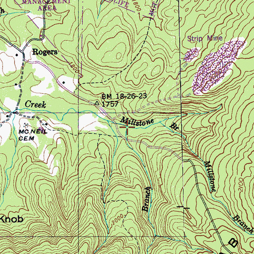 Topographic Map of Hicks Branch, TN