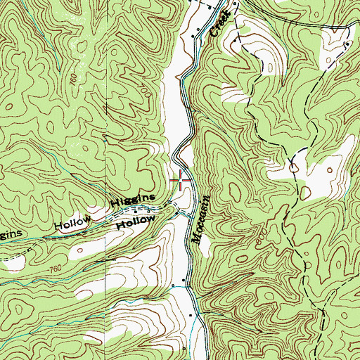Topographic Map of Higgins Hollow, TN