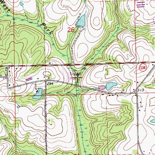 Topographic Map of West Fork Cripple Creek, AL