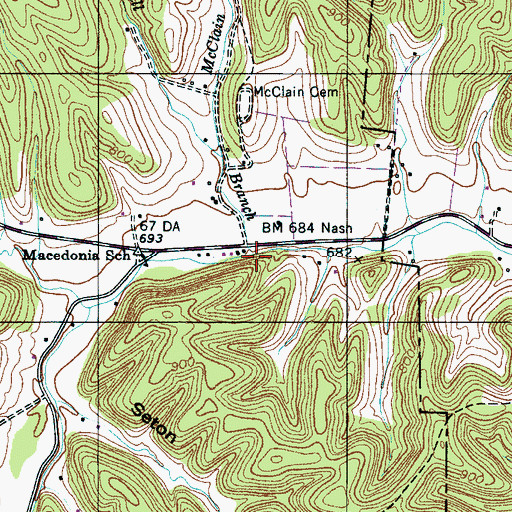 Topographic Map of Hill Branch, TN