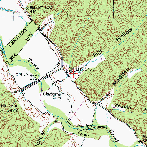 Topographic Map of Hill Hollow, TN