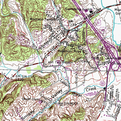 Topographic Map of Hill Top Mission, TN