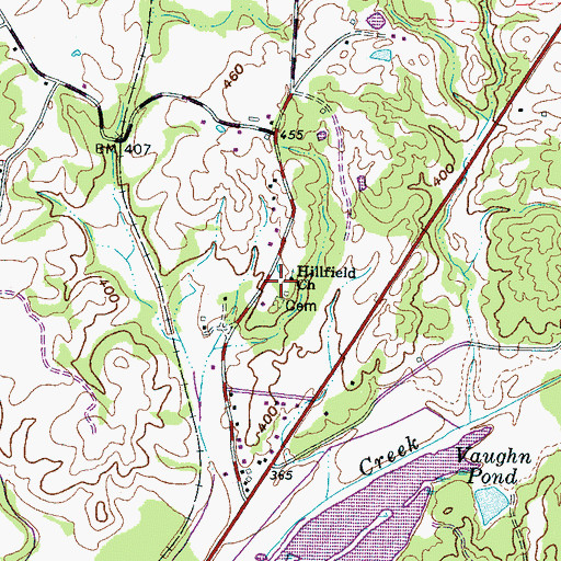 Topographic Map of Hillfield Church, TN