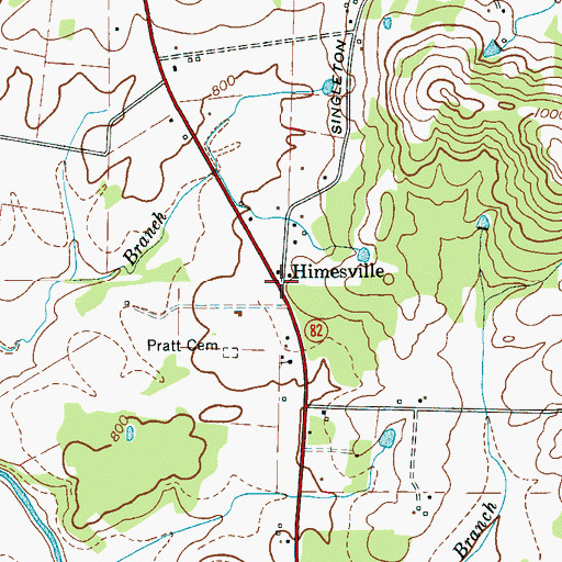 Topographic Map of Himesville, TN