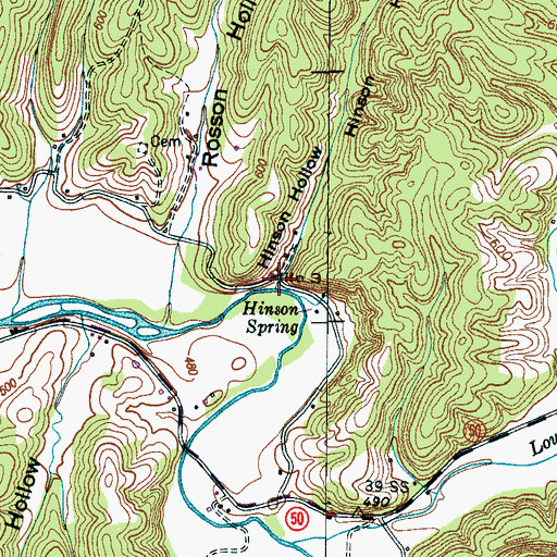 Topographic Map of Hinson Hollow, TN