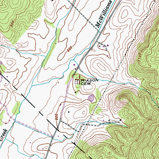Topographic Map of Hixson Cemetery, TN
