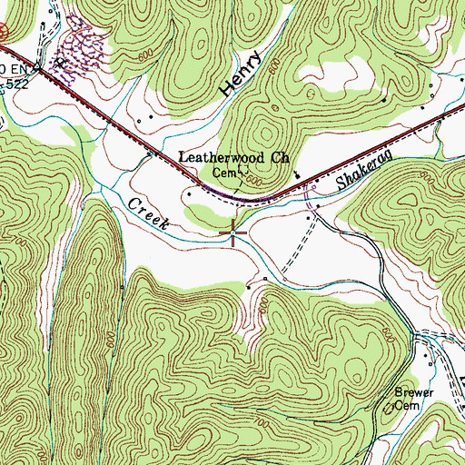 Topographic Map of Hog Creek, TN
