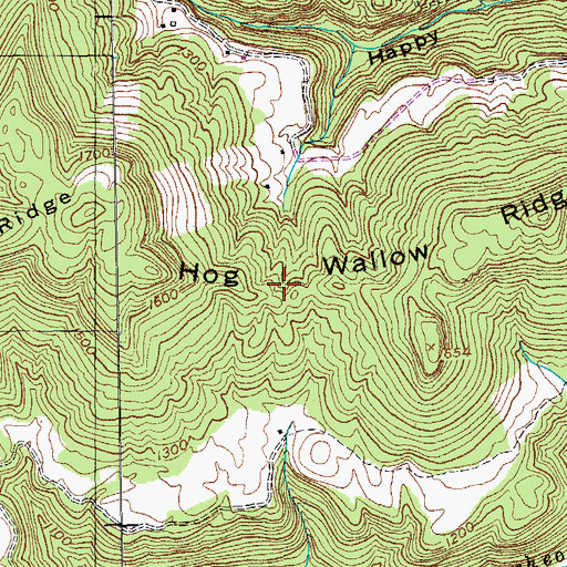 Topographic Map of Hog Wallow Ridge, TN